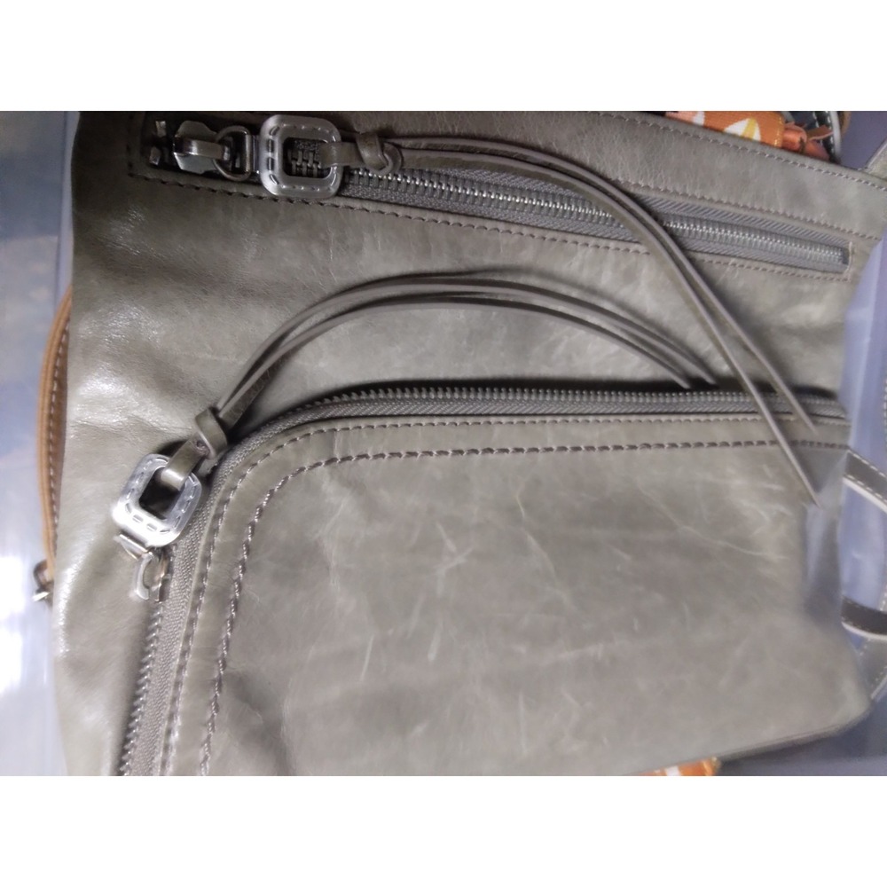 HOBO  Leather Cassie crossbody handbag grey multi zippered